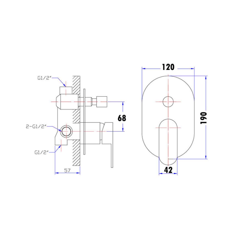 Pine Wall Mixer With Diverter Chrome