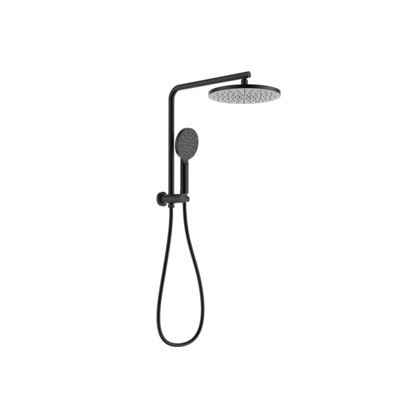 New Regal Round Mini Multi-function Shower Set Matt Black, 250mm Plastic Shower Head