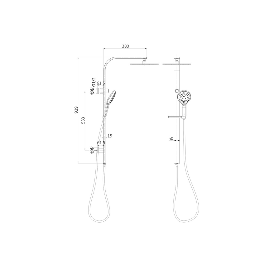 Regal Round MultiFunction Shower Set Chrome, 250mm Plastic Shower Head