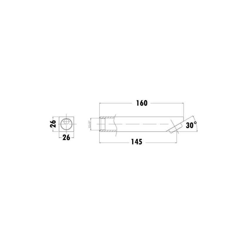 Yale Square Bath Spout 160mm Chrome
