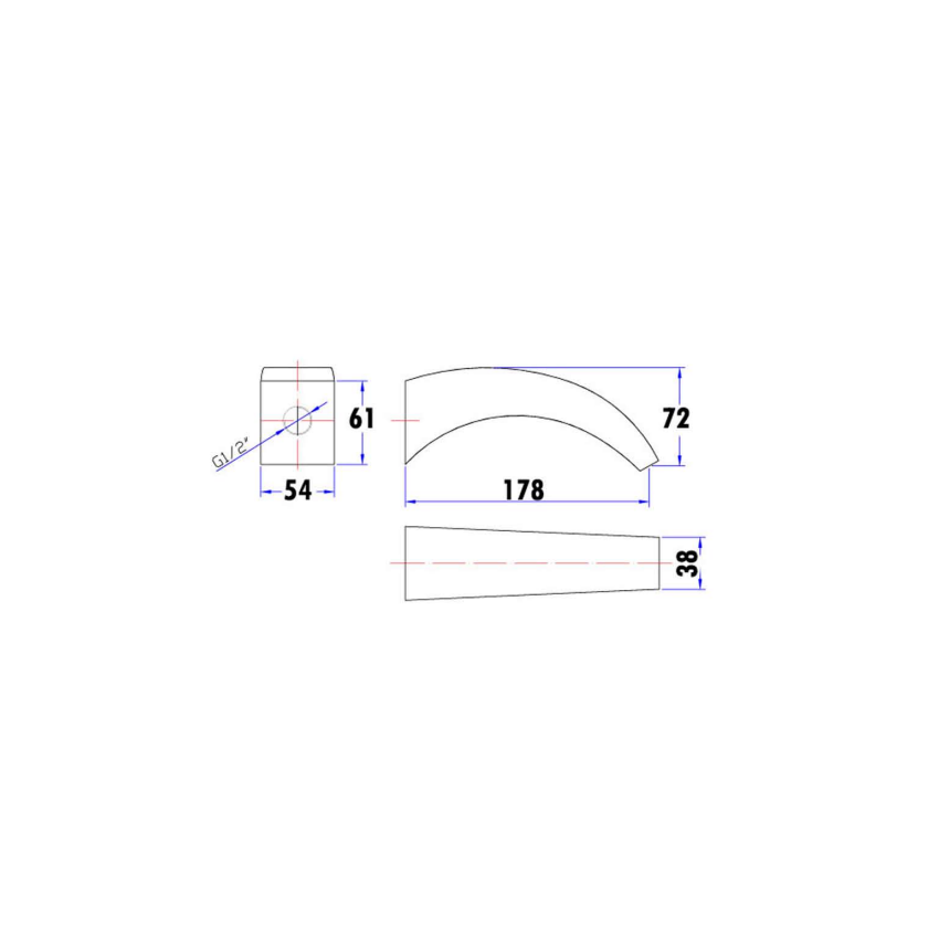 Yale Square Crescent Shaped Bath Spout Chrome