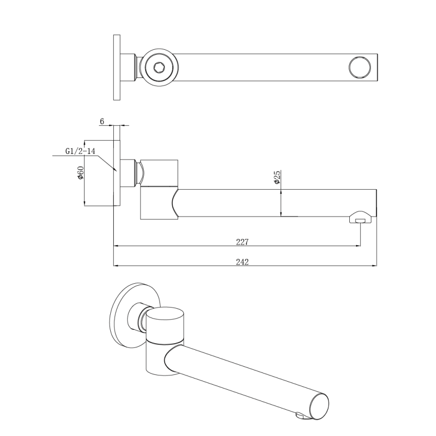 OTUS SWIVEL BATH SPOUT Brushed Gold
