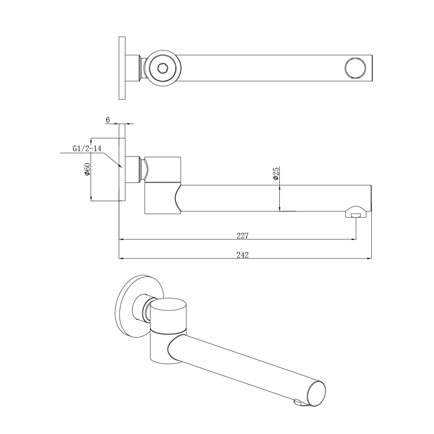 OTUS SWIVEL BATH SPOUT Matt Black