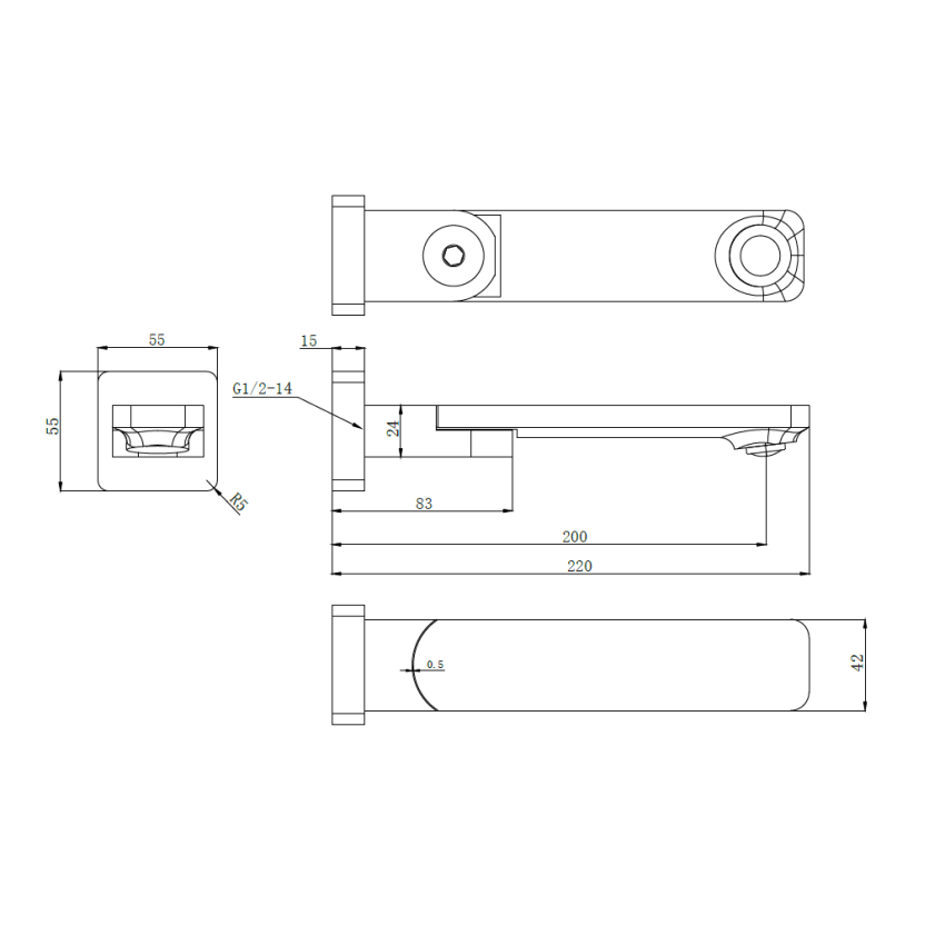 Ruki Swivel Bath Spout Brushed Gold