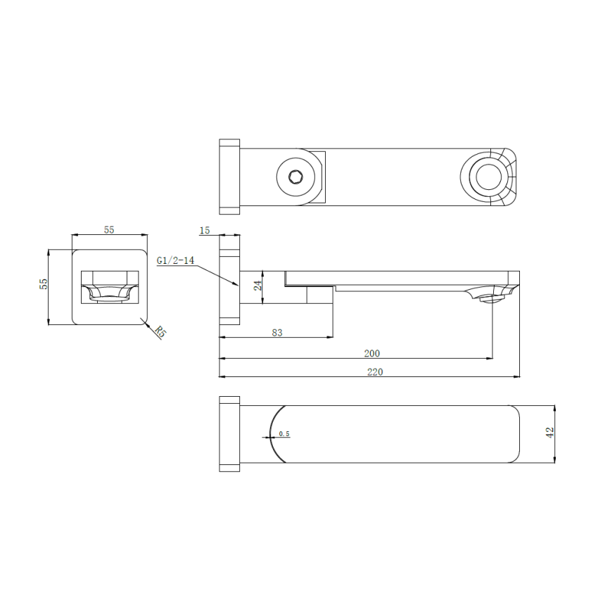 Ruki Swivel Bath Spout Brushed Nickel