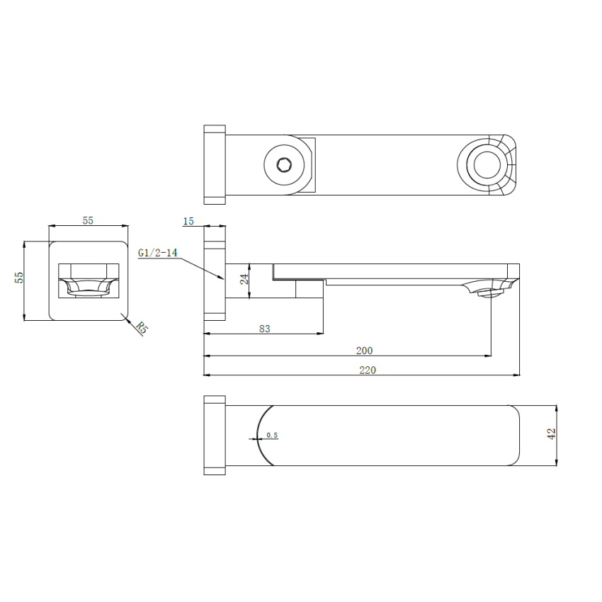 Ruki Swivel Bath Spout Gun Metal