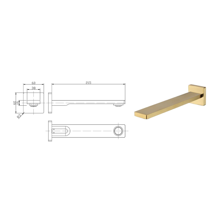 Ruki Bath Spout Brushed Gold