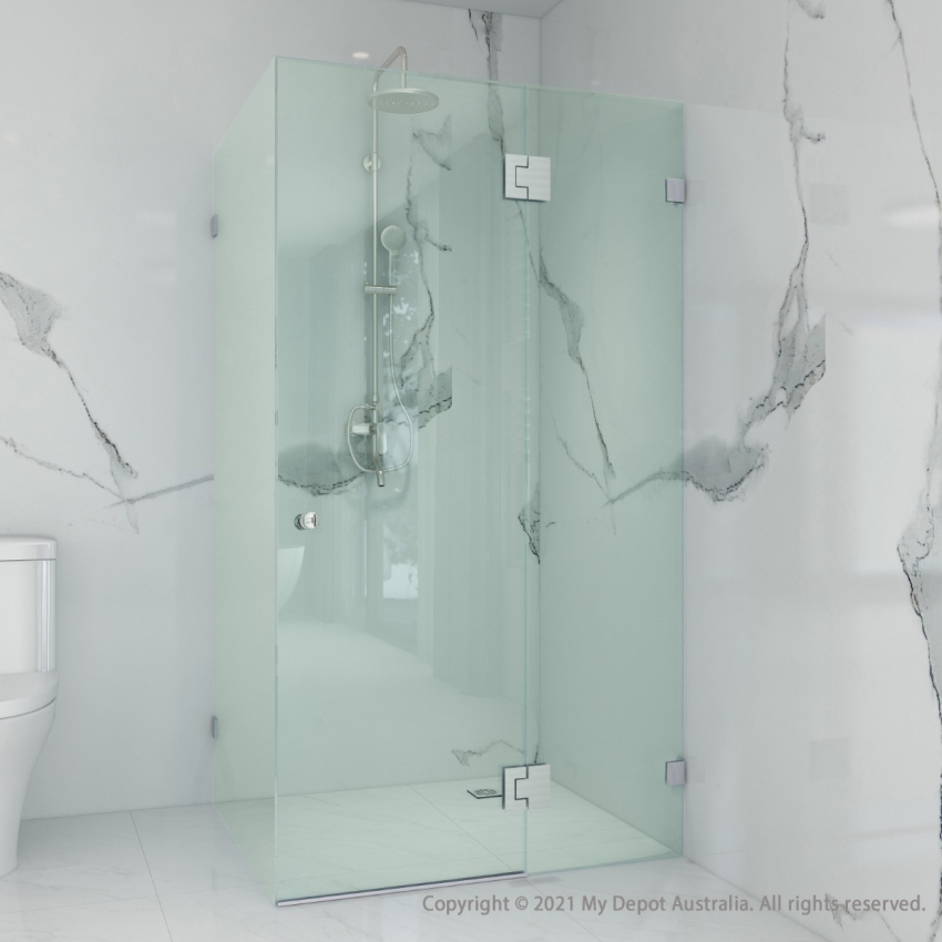 10mm Corner Frameless Shower Screens, L Shape, Pivot Door