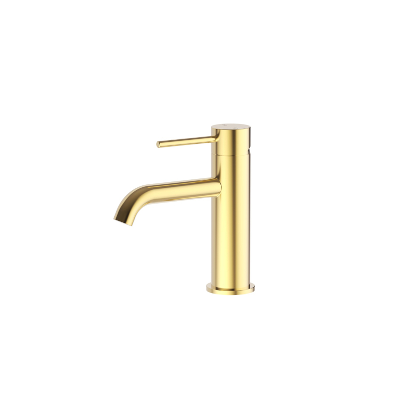 Otus Slimline SS Basin Mixer Curved Spout in Brushed Gold