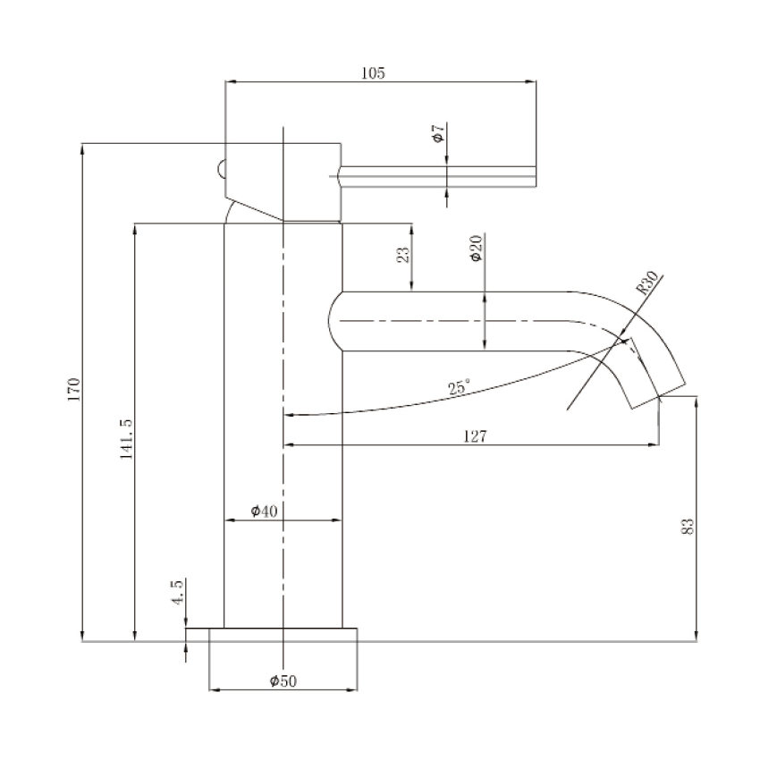 Otus Slimline SS Basin Mixer Curved Spout in Brushed Gold