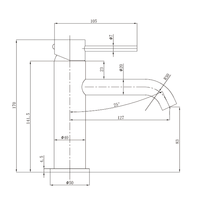 Otus Slimline SS Basin Mixer Curved Spout in Chrome