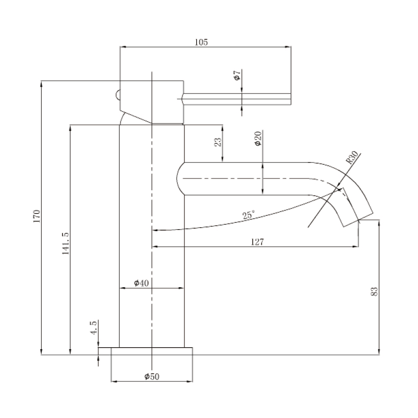 Otus Slimline SS Basin Mixer Brushed Stainless Steel