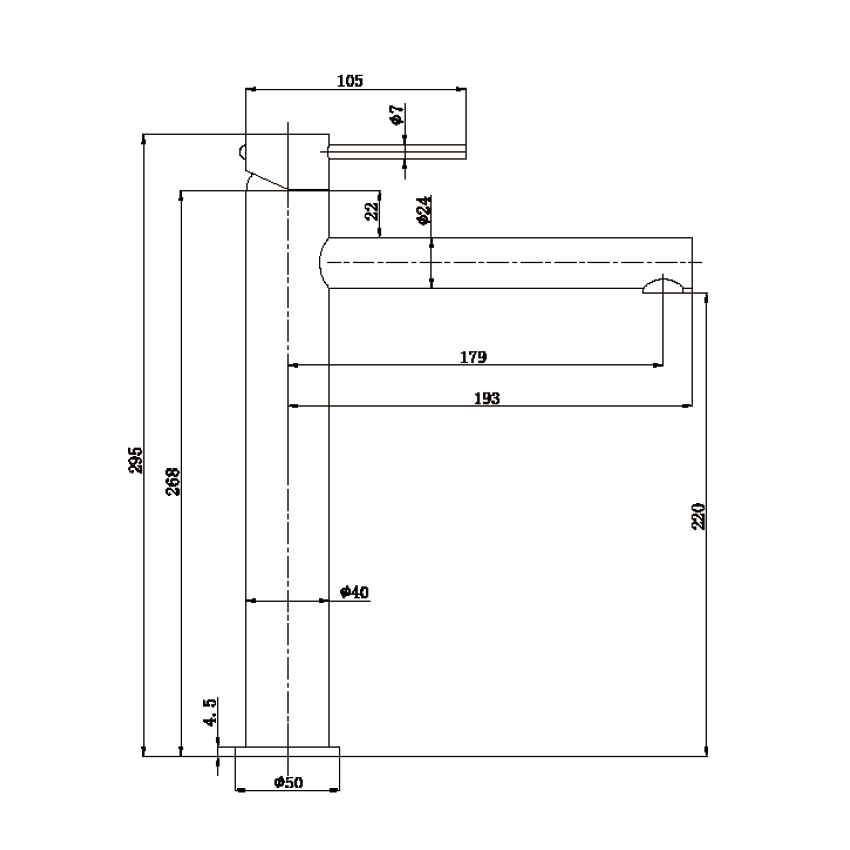 Otus Slimline SS Highrise Basin Mixer in Chrome