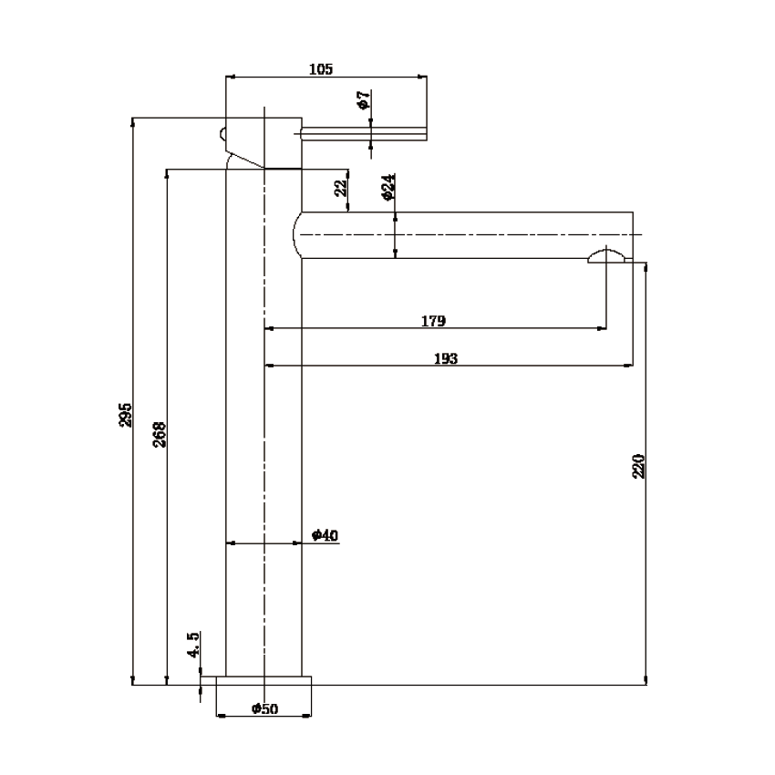 Otus Slimline SS Highrise Basin Mixer in Gun Metal 