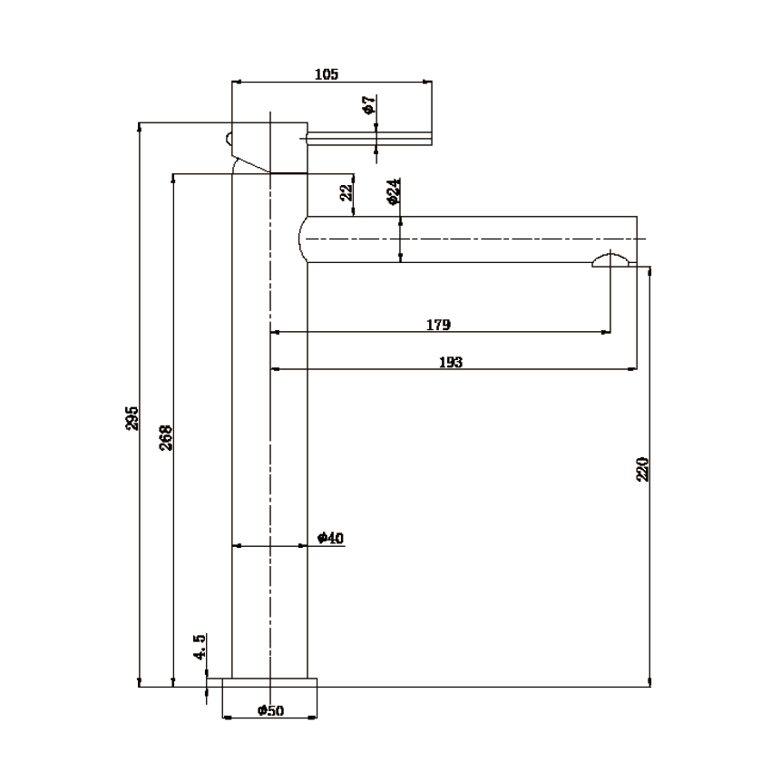 Otus Slimline SS Highrise Basin Mixer in Matte Black