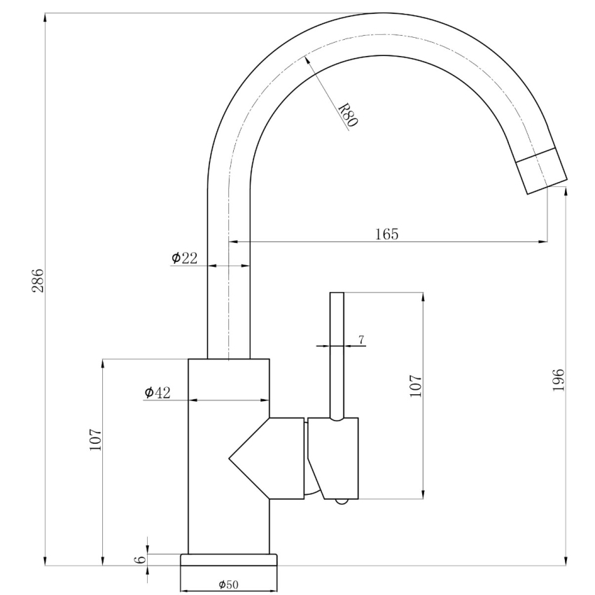Otus Slimline SS Gooseneck Basin Mixer Gun Metal