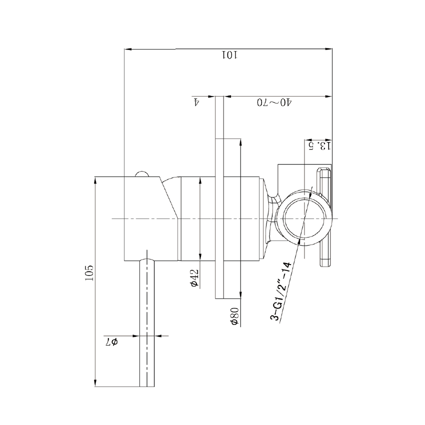 Otus Slimline SS Wall Mixer Rough-in Body Material: Brass