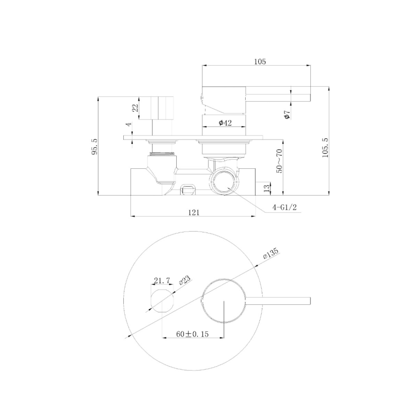 Otus Slimline SS Wall Diverter Mixer Trim Kits in Matt Black