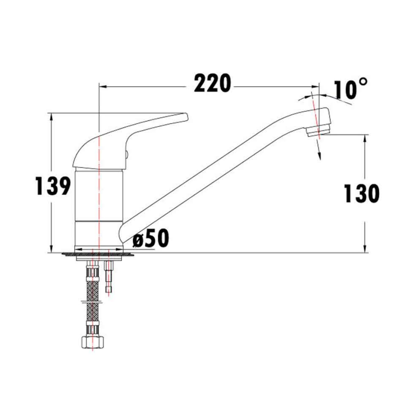 Ruby Slim Rectangle Handle Sink Mixer Chrome