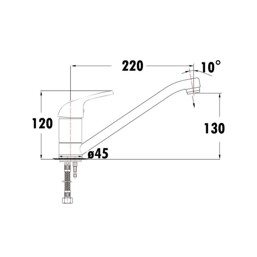 Ruby Slim Rectangle Handle Sink Mixer Chrome