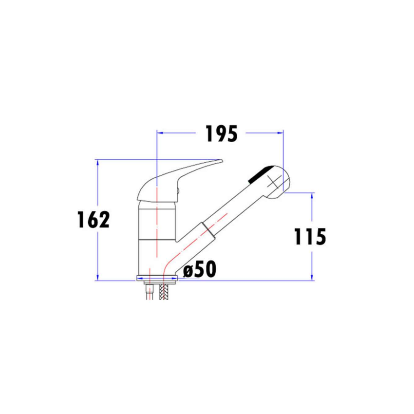 Ruby Slim Rectangle Handle Pull-Out Sink Mixer Chrome