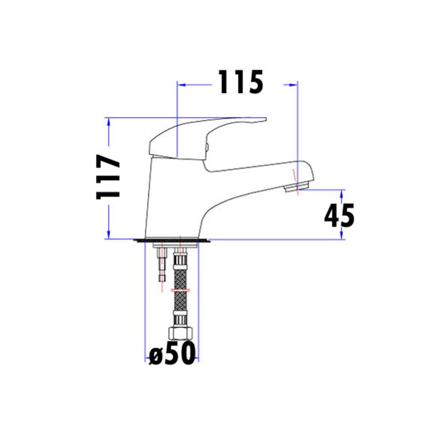 Ruby Slim Rectangle Handle Basin Mixer Chrome