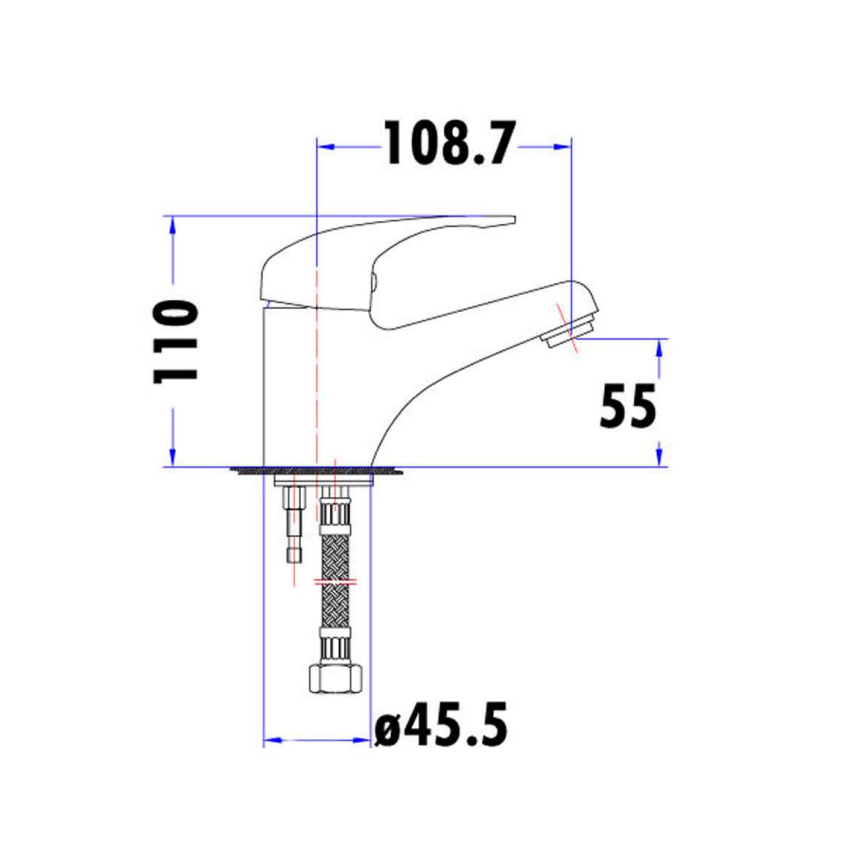 Ruby Slim Rectangle Handle Basin Mixer Chrome