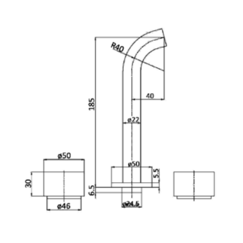 Tana 1/4 turn C/D Bath Set Brushed Gold 