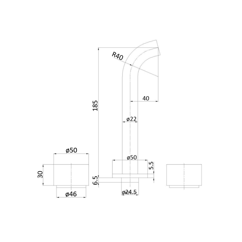 Tana 1/4 turn C/D Bath Set Matt Black
