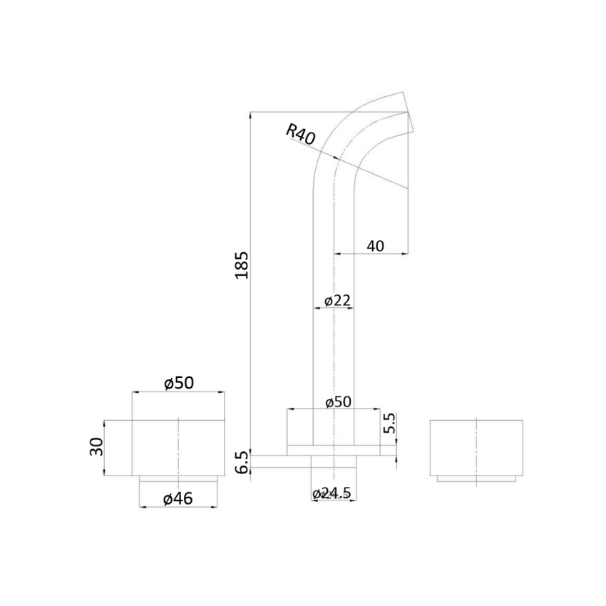 Tana 1/4 turn C/D Bath Set Chrome