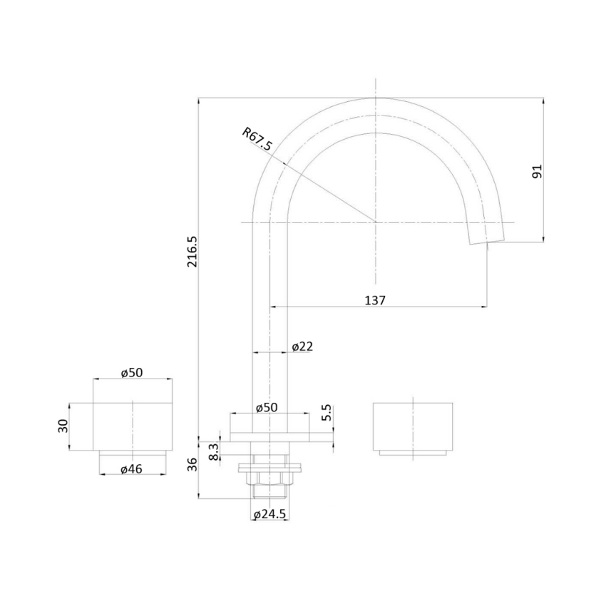 Tana 1/4 turn C/D Basin Set Brushed Nickel