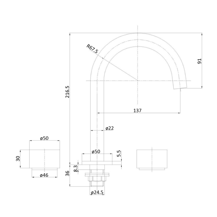 Tana 1/4 turn C/D Basin Set Chrome