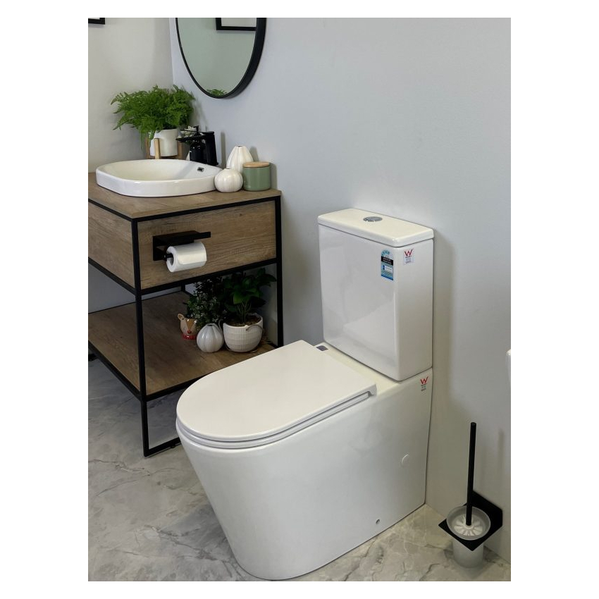 Pani Back To Wall Toilet Suite (Rimless) With Slim UF Seat Cover And  Universal Inlet Cistern T3