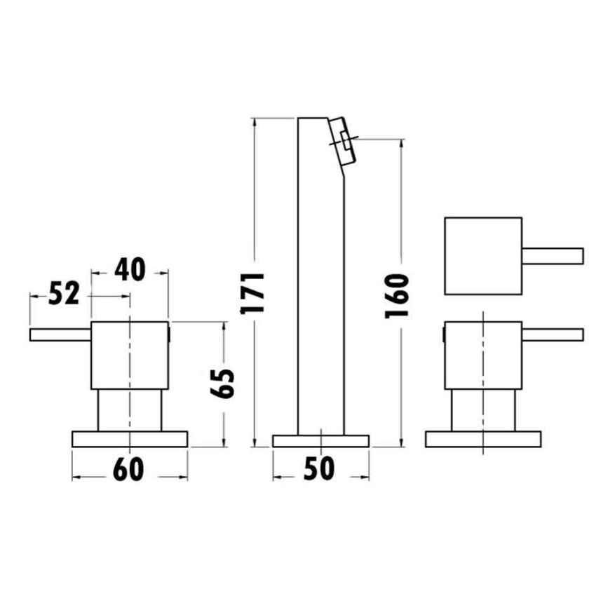 Square Bath Set_1/4 Turn Chrome