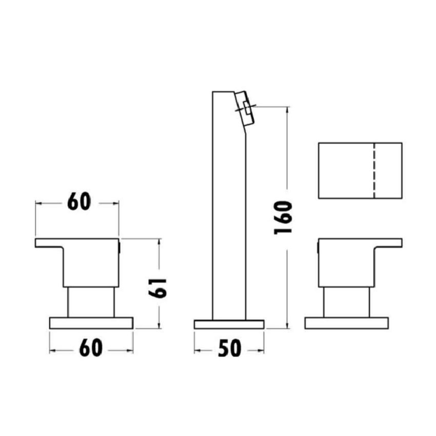 Square Bath Set_1/4 Turn Chrome