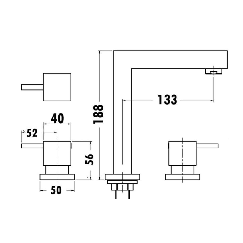 Square Basin Set_4/1 Turn Chrome