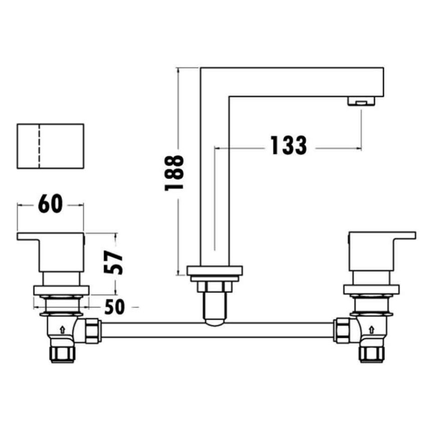 Square Basin Set_4/1 Turn Chrome
