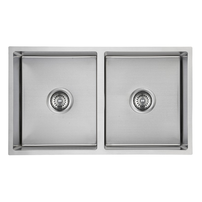 New Cora Double Bowl Above/Undermout Sink 750mm 93 degree 304 Stainless Steel