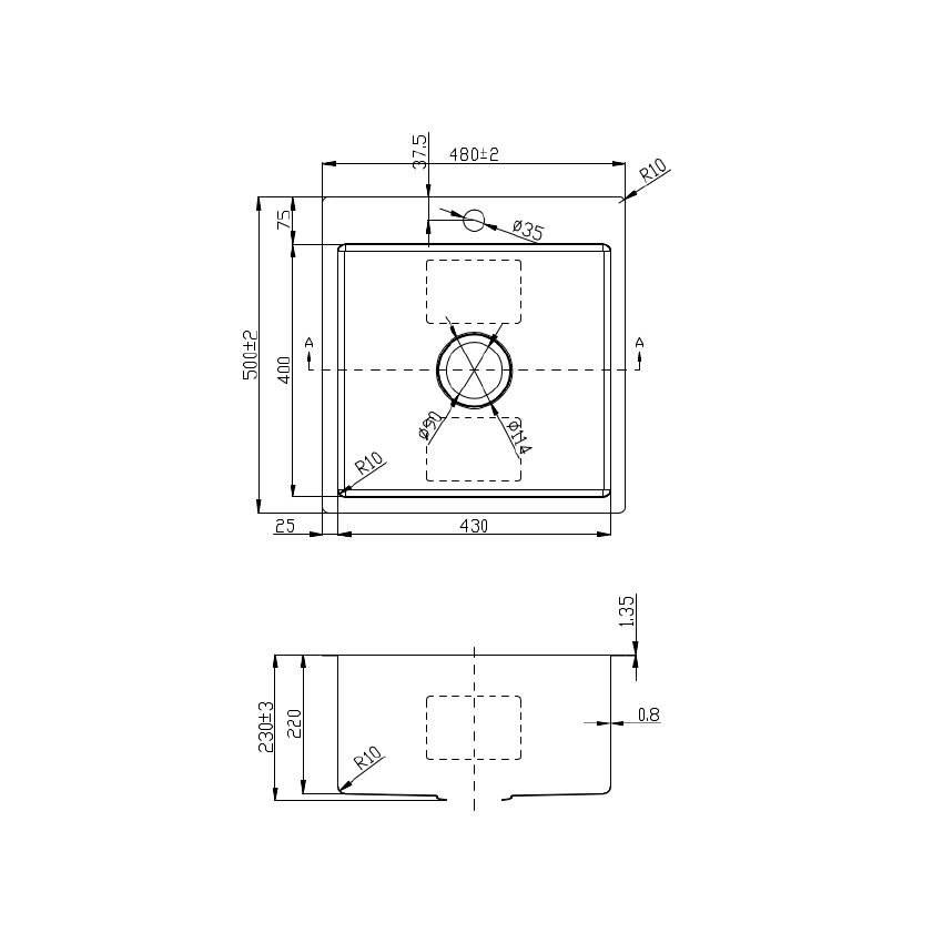 Eden above/undermount laundry sink,35L 