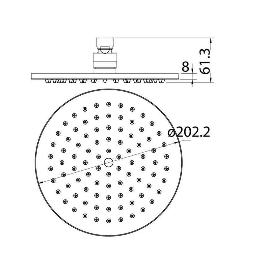 Cora Round Brass Shower Head 200 mm Matt Black