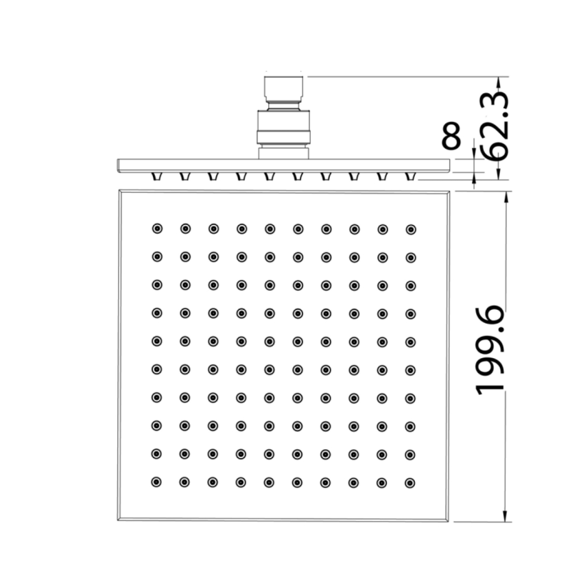Eden Square Overhead Shower 200mm Matt Black