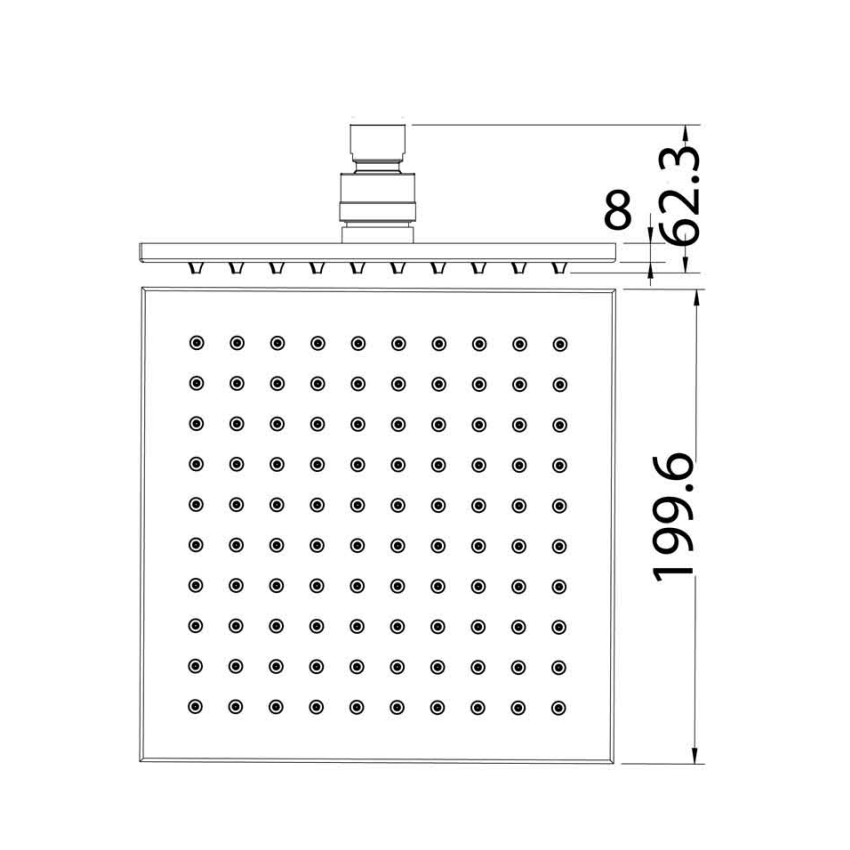 Eden Square Overhead Shower 200mm Brushed Nickel