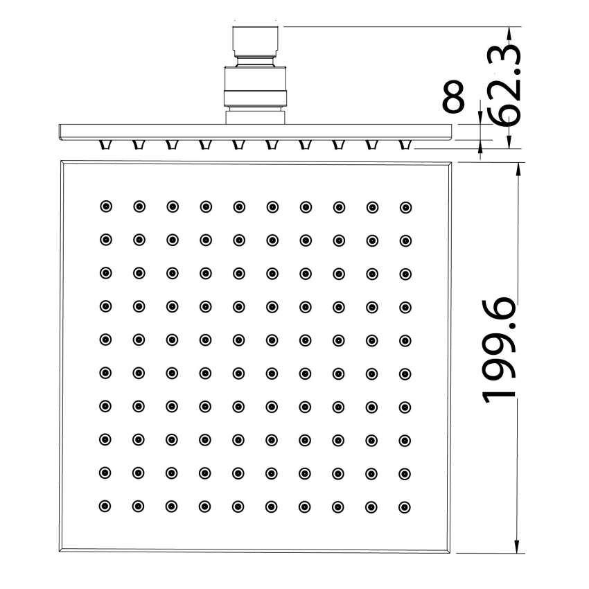 Eden Square Overhead Shower 200mm Chrome