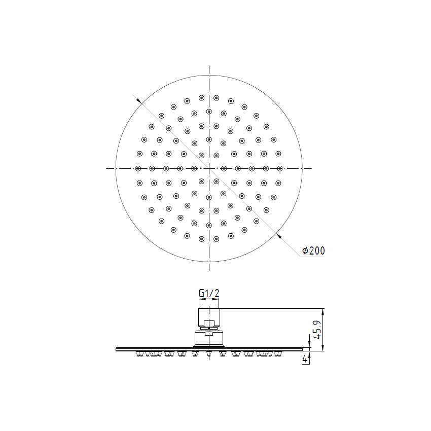 Cora Overhead Shower 200mm Brushed Stainless Steel