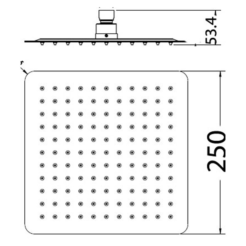 Nova Square Overhead Shower 250mm,Brushed Nickel