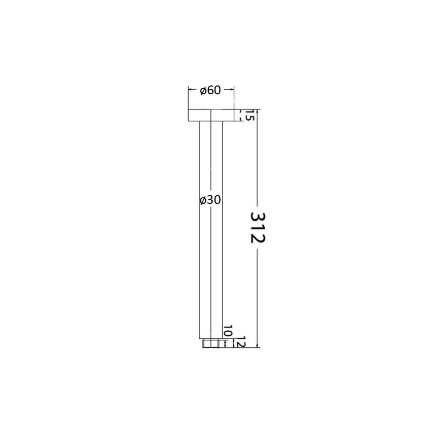 Round Vertical Shower Arm Brushed Gold