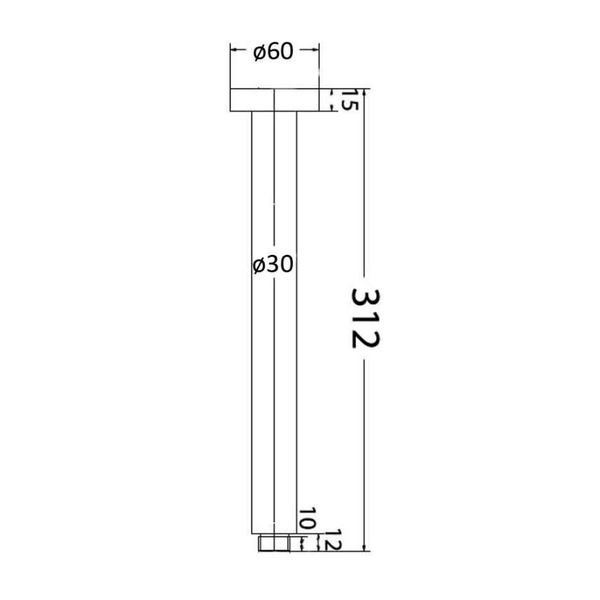 Round Vertical Shower Arm Gunmetal