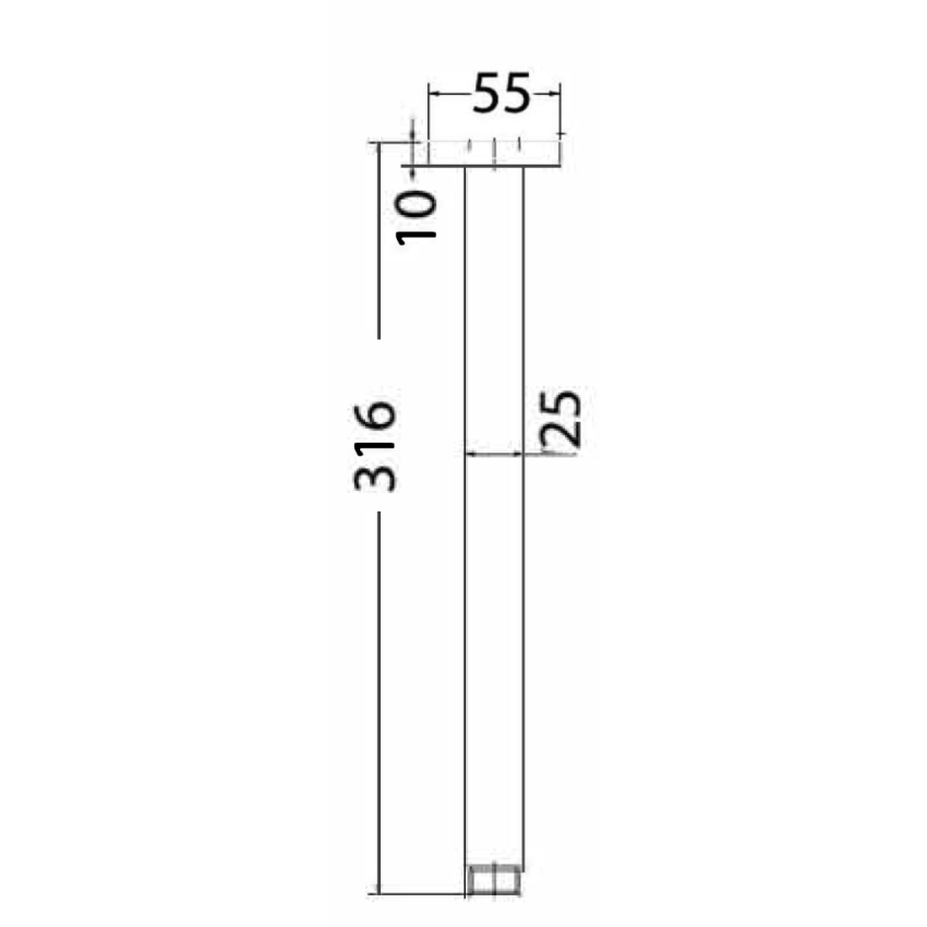 Square Vertical Shower Arm Brushed Gold