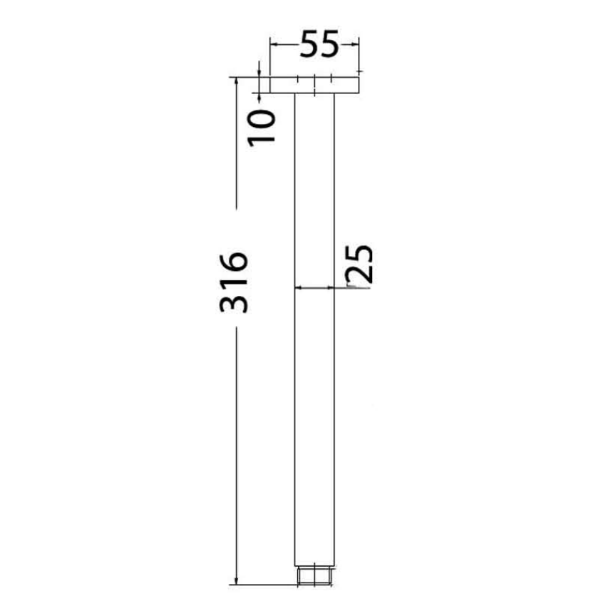 Square Vertical Shower Arm Brushed Nickel