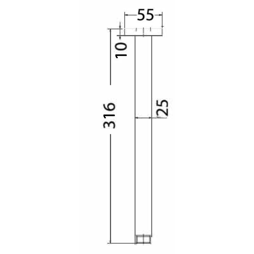 Square Vertical Shower Arm Gun Metal